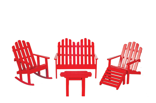 Adirondack Furniture Set, Red, 5 pc.